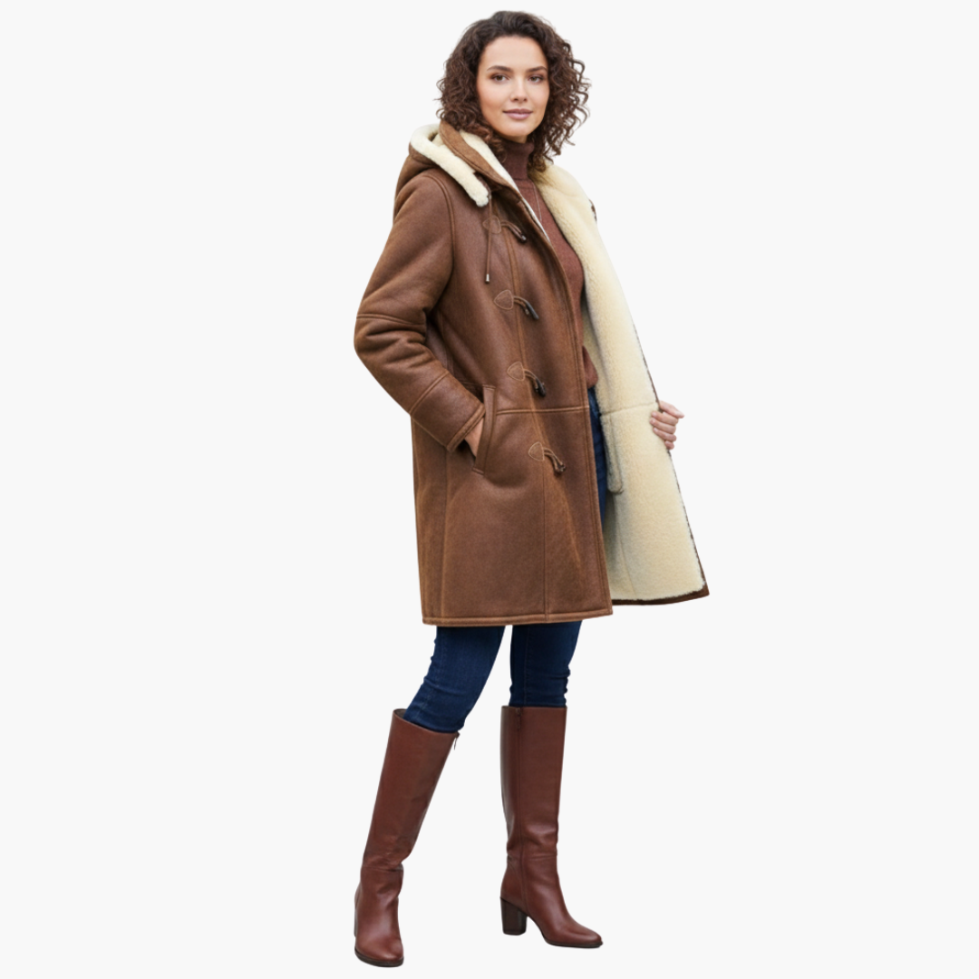Manteau Long à Capuche et Doublure Synthétique pour Femmes