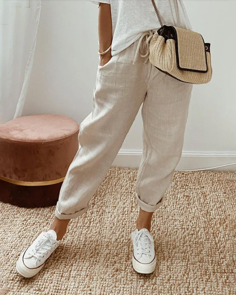 Pantalon Décontracté en Lin pour Femme | Idéal pour le Quotidien