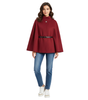 Batwing Sleeve Belted Cape Coat for Women