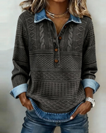 Top à col avec fermeture à boutons pour femmes