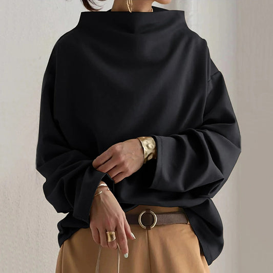 Pull Col Roulé Noir Élégant pour Femmes