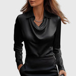Blouse Satin à Manches Longues pour Femmes