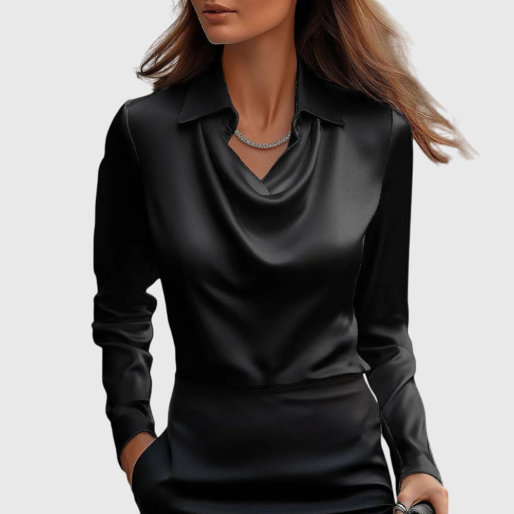 Blouse Satin à Manches Longues pour Femmes