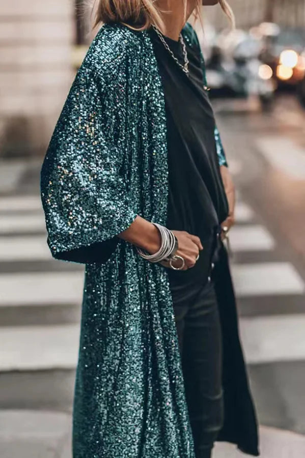 Cardigan à Paillettes Coupe Décontractée pour Femmes