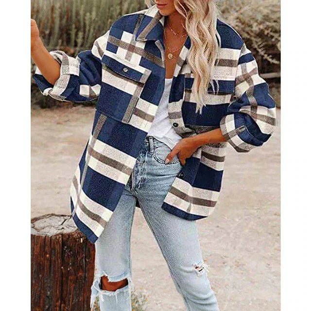 Veste d'Hiver Oversize Carreaux pour Femmes