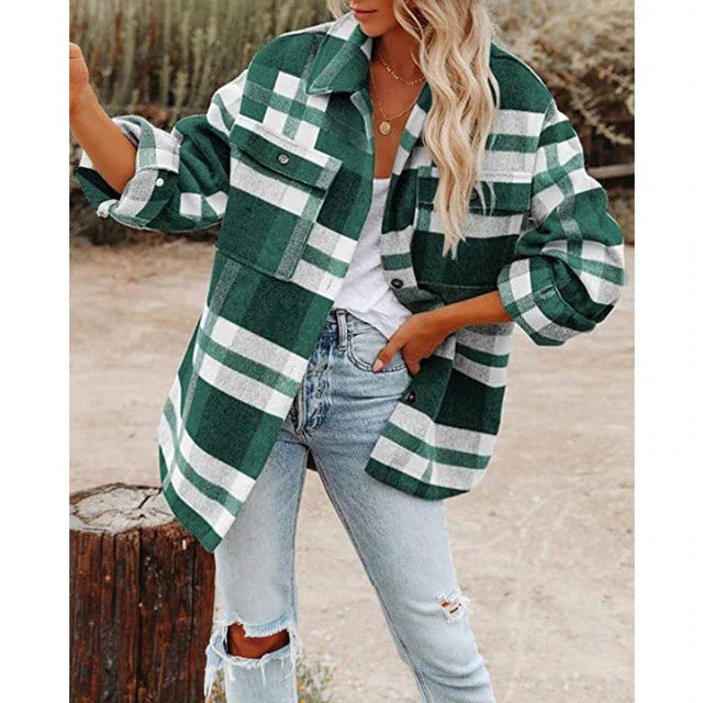 Veste d'Hiver Oversize Carreaux pour Femmes