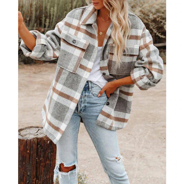 Veste d'Hiver Oversize Carreaux pour Femmes