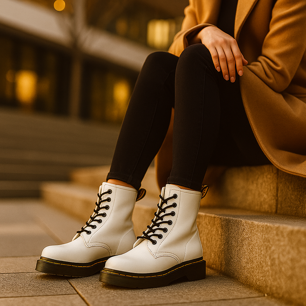 Bottes Lacées en Similicuir pour Femmes