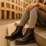 Bottes Lacées en Similicuir pour Femmes