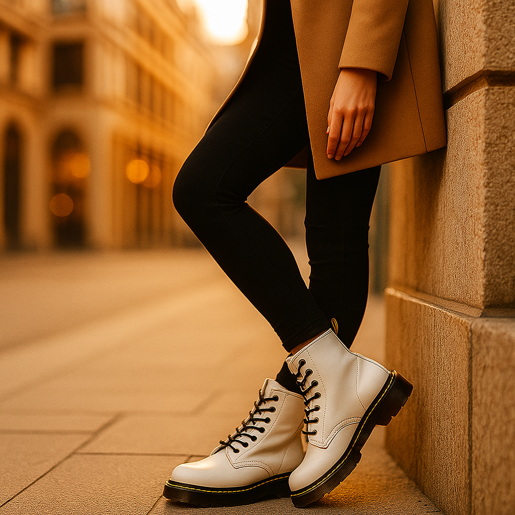 Bottes Lacées en Similicuir pour Femmes