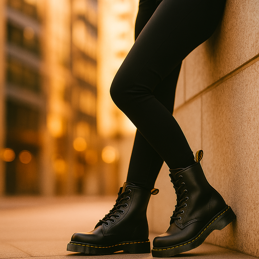 Bottes Lacées en Similicuir pour Femmes
