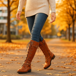 Bottes Vintage avec Boucles et Lacets pour Femmes