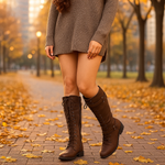 Bottes Vintage avec Boucles et Lacets pour Femmes