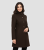 Manteau Boutonné à Col Montant pour Femmes