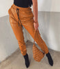 Pantalon Jogger Taille Élastique en Simili Cuir pour Femme