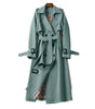 Trench Coat Long en Coton pour Femme
