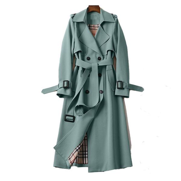 Trench Coat Long en Coton pour Femme