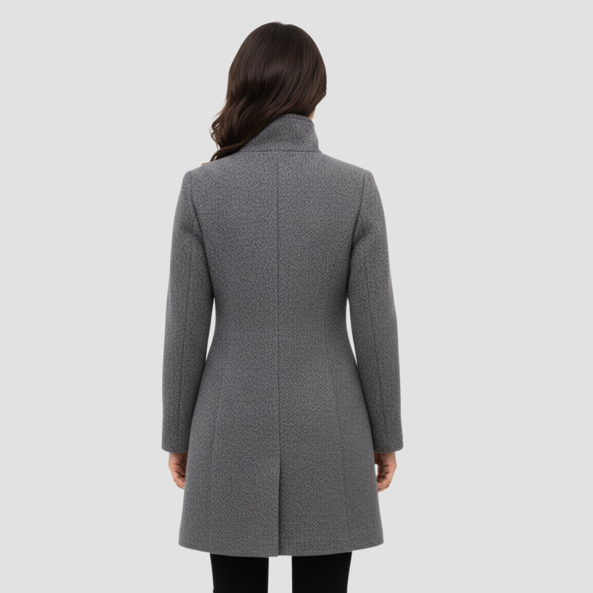 Manteau Boutonné à Col Montant pour Femmes