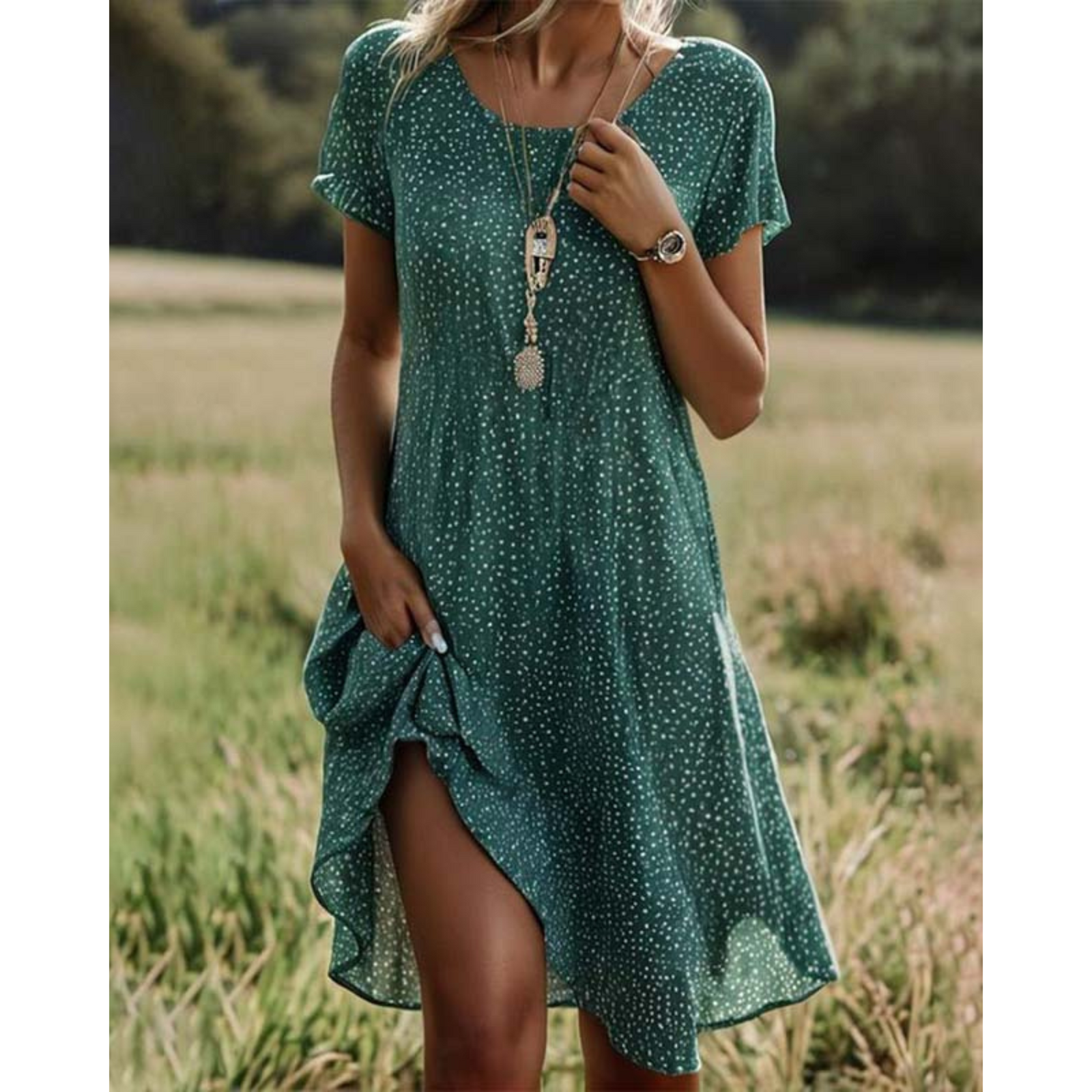 Robe d'Été Mi-Longue à Imprimé Géométrique pour Femme | Idéale pour les Vacances
