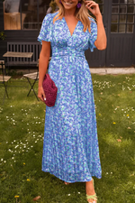 Robe Longue à Imprimé Fleuri et Taille Marquée pour Femme | Idéale pour l'Été