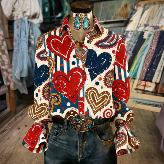 Chemisier à Imprimé Cœur pour Femmes