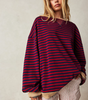 Casual Striped Sweatshirt with Round Neck for Women