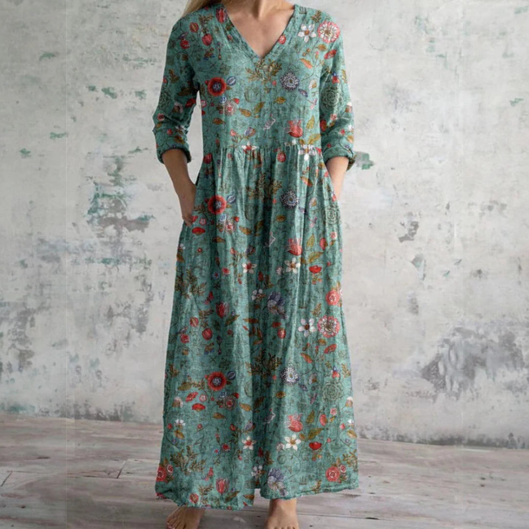 Robe Longue à Motif Floral pour Femmes