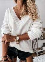 Pull Col V Décontracté pour Femmes