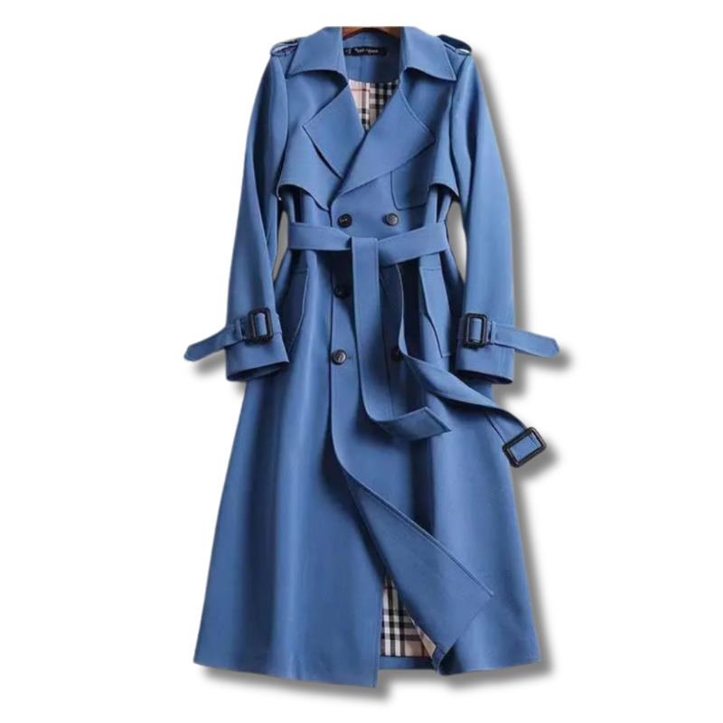 Trench Coat Long en Coton pour Femme