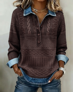 Top à col avec fermeture à boutons pour femmes