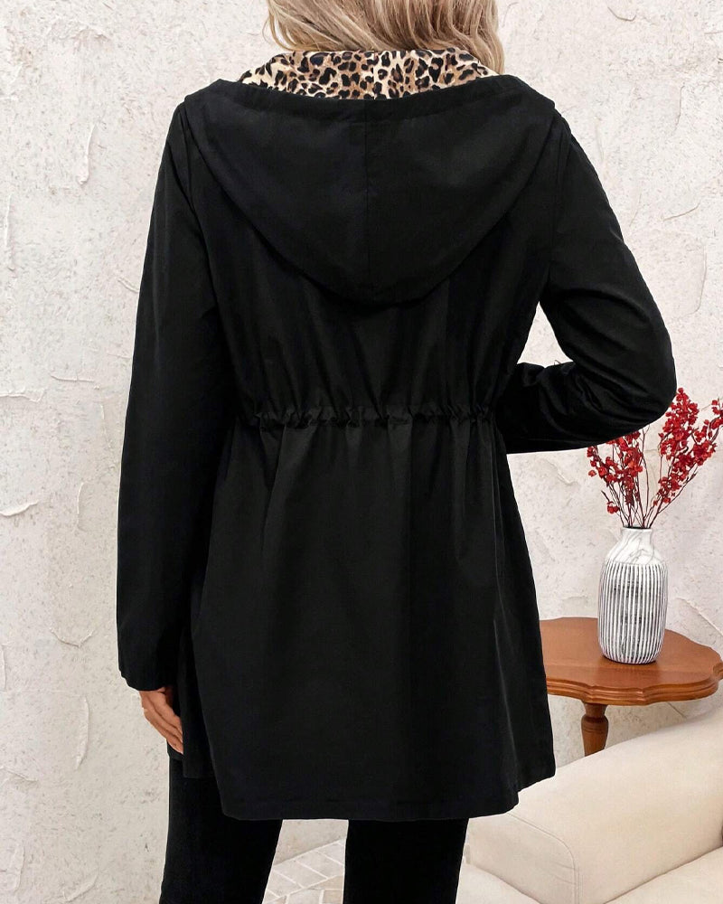 Manteau Réversible avec Imprimé Léopard pour Femmes