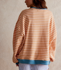 Casual Striped Sweatshirt with Round Neck for Women
