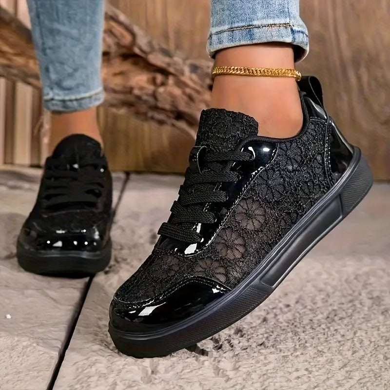Baskets en Dentelle Florale et Lacets pour Femme