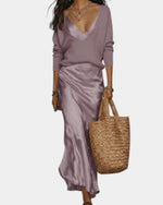 Ensemble Pull et Robe en Satin pour Femme | Idéal pour le Quotidien