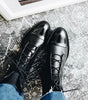 Botte Mi-Mollet à Lacets et Talon en Simili Cuir pour Femme