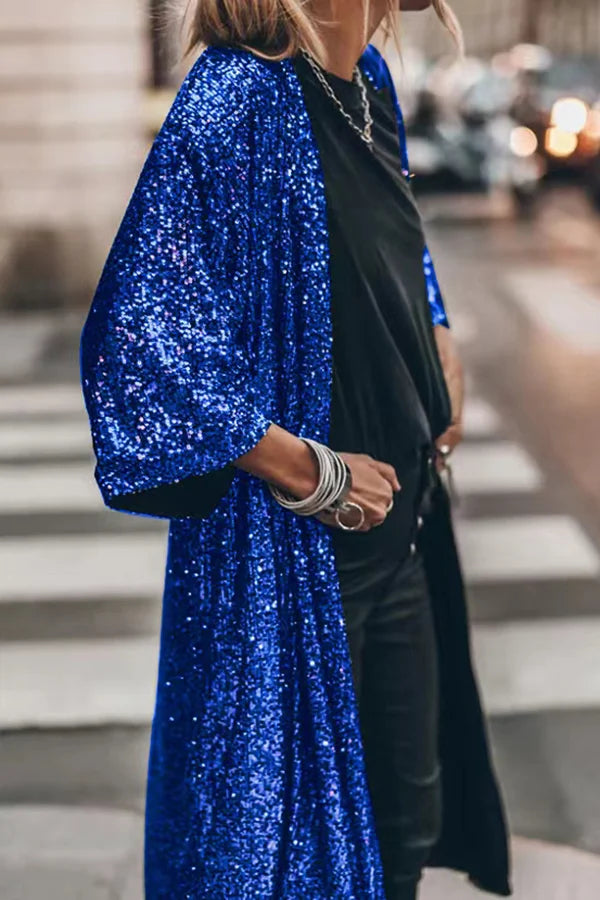 Cardigan à Paillettes Coupe Décontractée pour Femmes