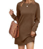Robe Pull Courte et Ample à Manches Longues et Col Rond pour Femme