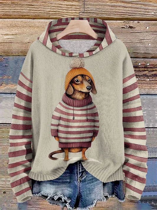 Sweat à Capuche Décontracté à Motif de Chien pour Femmes