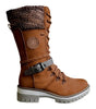 Botte à Lacets Haute en Simili Cuir pour Femme