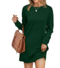 Robe Pull Courte et Ample à Manches Longues et Col Rond pour Femme