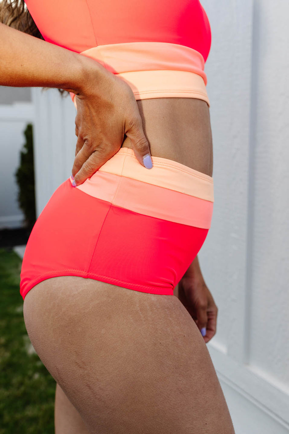 Ensemble Bikini Taille Haute à Coupe Colorblock pour Femmes