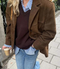 Trenchcoat en Suède Marron Oversize pour Femmes