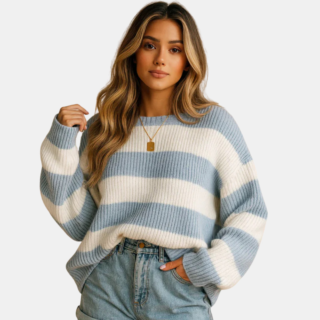 Pull à rayures larges en maille douce pour femmes