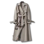 Trench Coat Long en Coton pour Femme