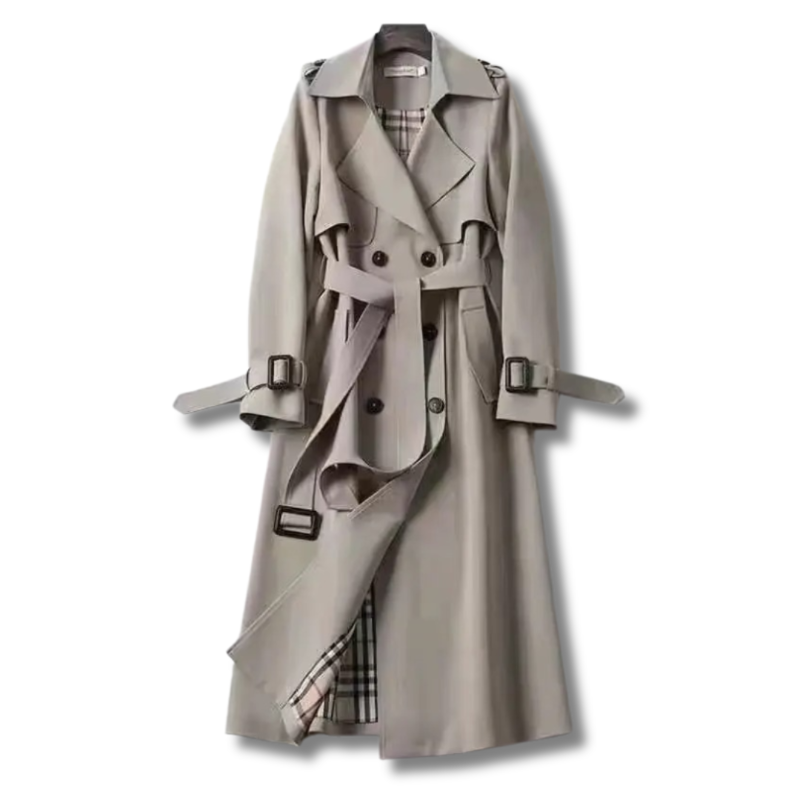 Trench Coat Long en Coton pour Femme