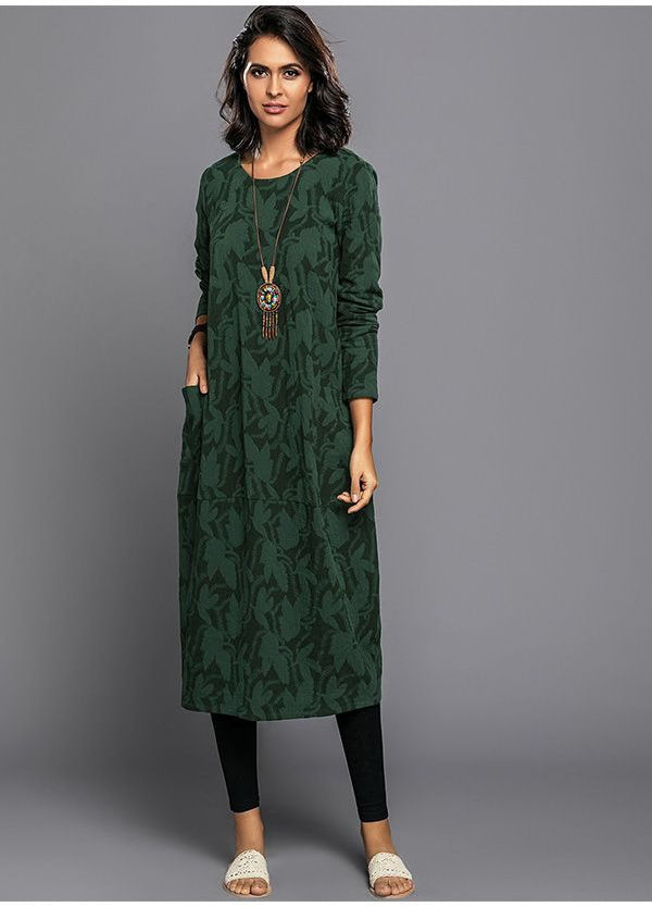 Robe mi-longue à manches longues pour femmes