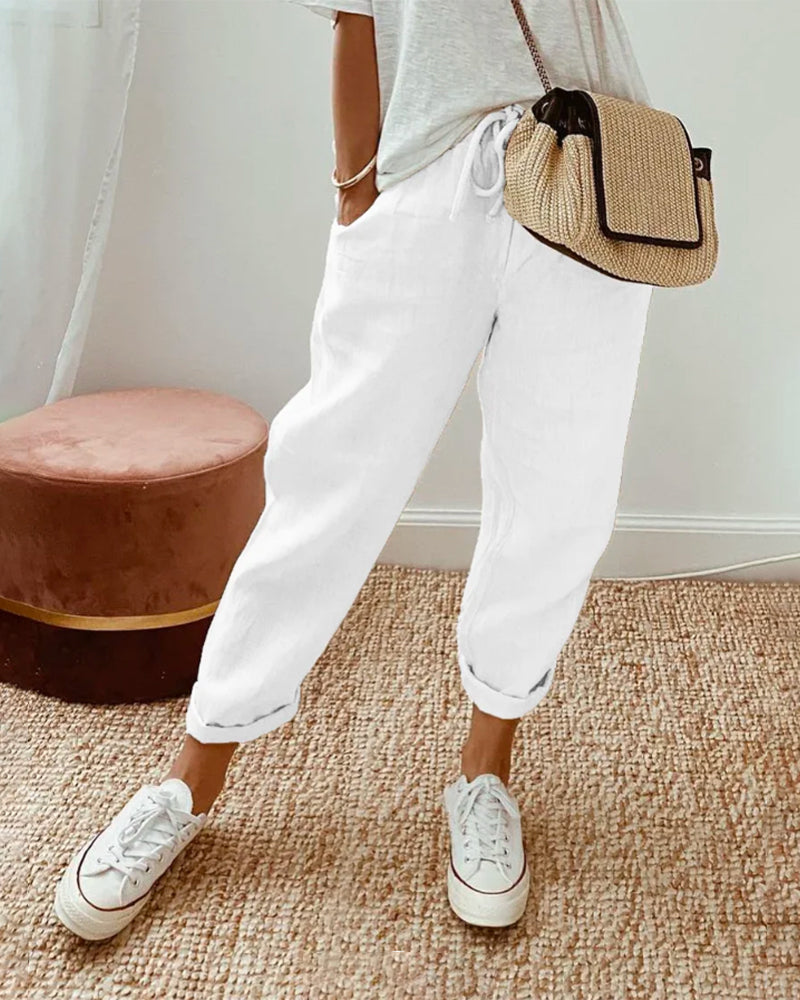 Pantalon Décontracté en Lin pour Femme | Idéal pour le Quotidien