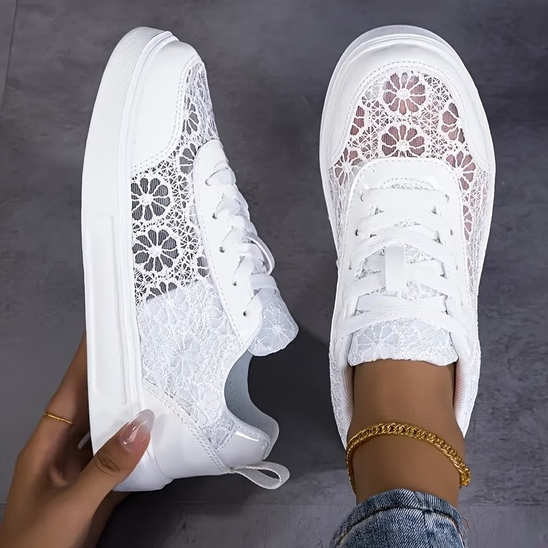 Baskets en Dentelle Florale et Lacets pour Femme