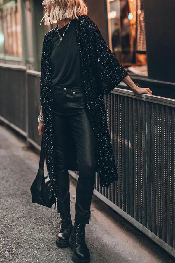 Cardigan à Paillettes Coupe Décontractée pour Femmes