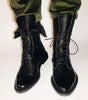 Botte Mi-Mollet à Lacets et Talon en Simili Cuir pour Femme